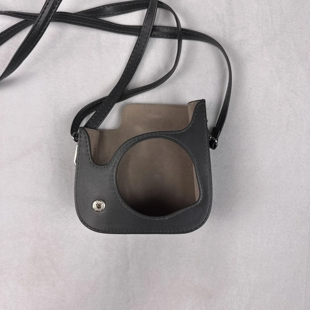 Fujifilm Faux Leather Camera Crossbody Bag Small Black Minimalist Adjustable